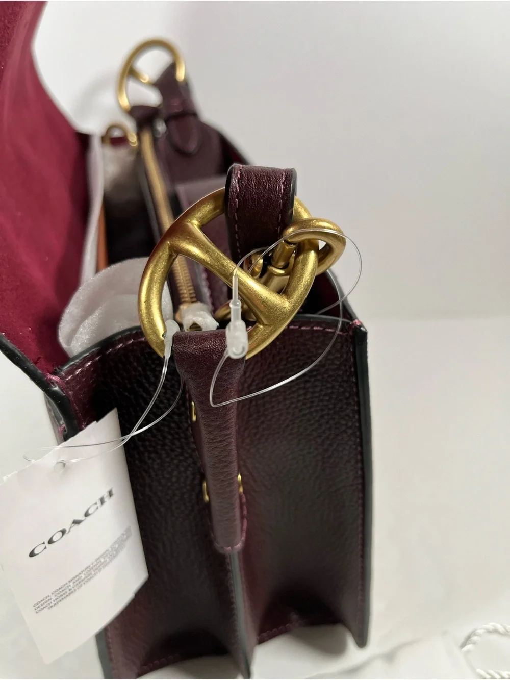 New Coach Beat Shoulder Bag With Horse And Carriage Print Oxblood Cranberry $550